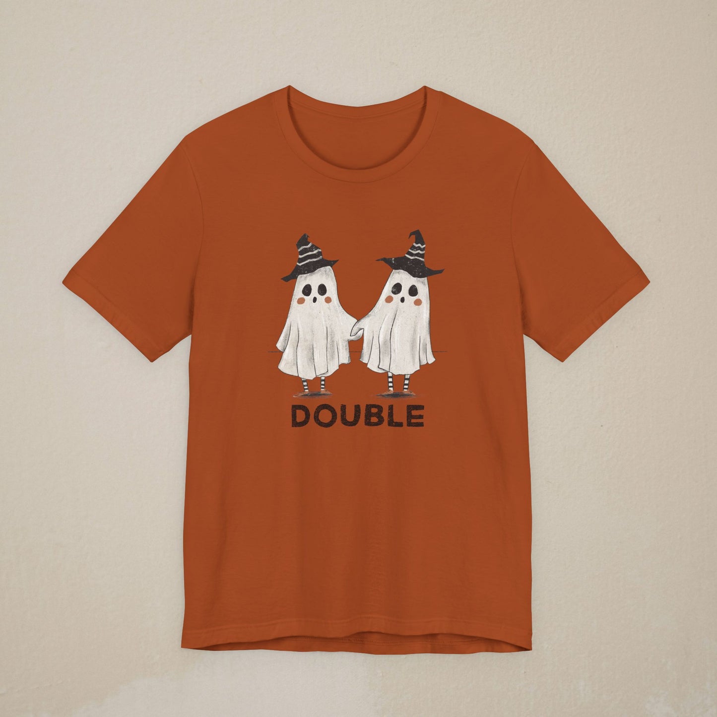 Halloween Double Ghost Tee — Cute Matching to Trouble Tee