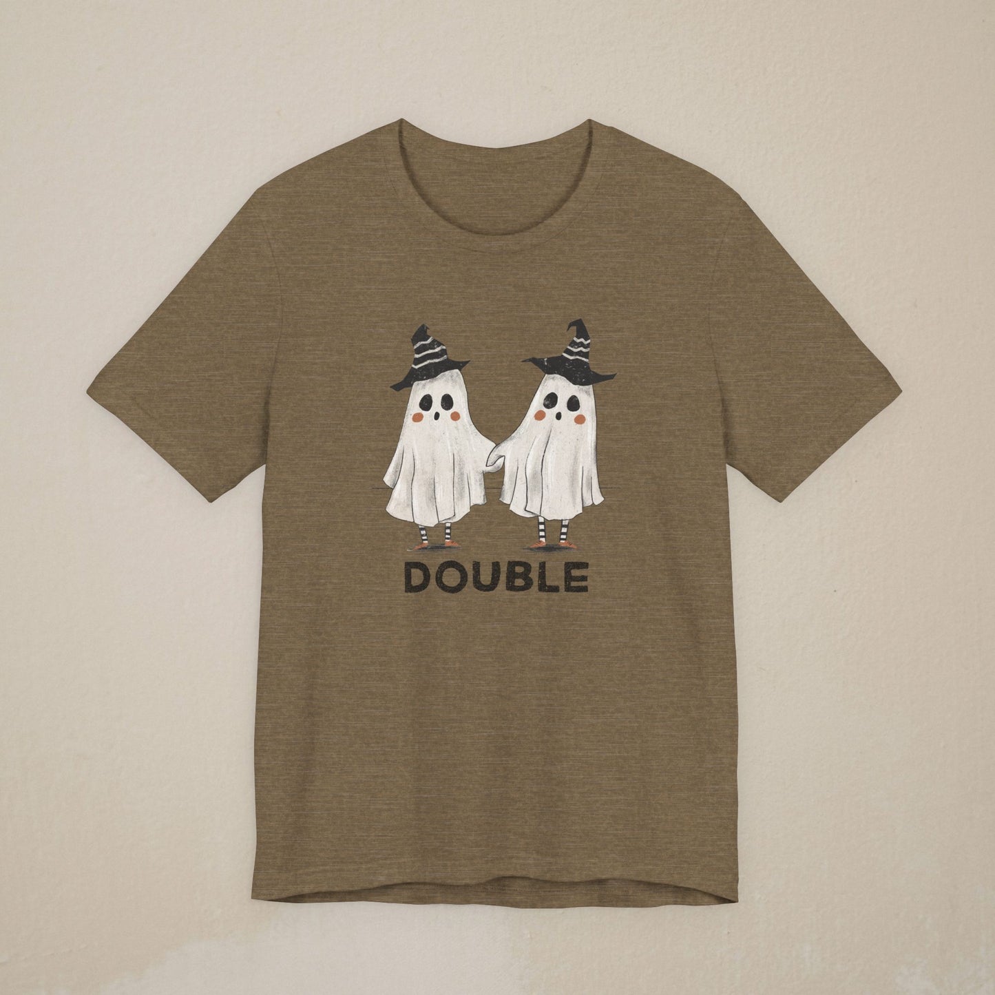 Halloween Double Ghost Tee — Cute Matching to Trouble Tee