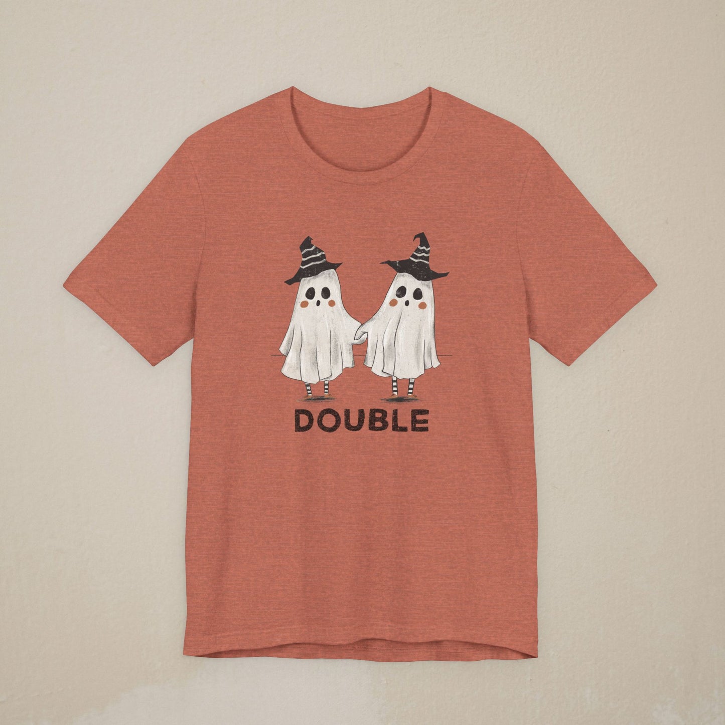 Halloween Double Ghost Tee — Cute Matching to Trouble Tee