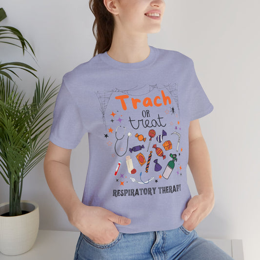 Trach or Treat Respiratory Therapist Halloween Shirt