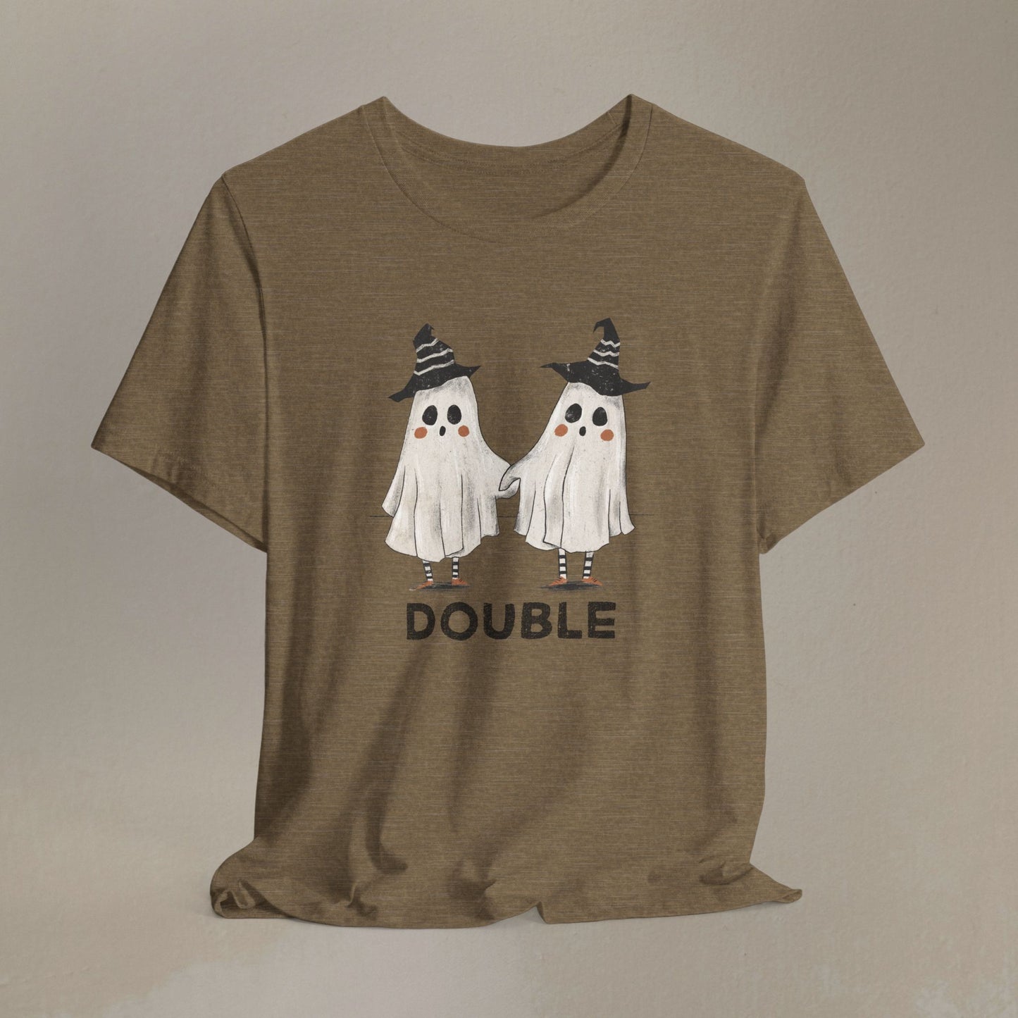 Halloween Double Ghost Tee — Cute Matching to Trouble Tee