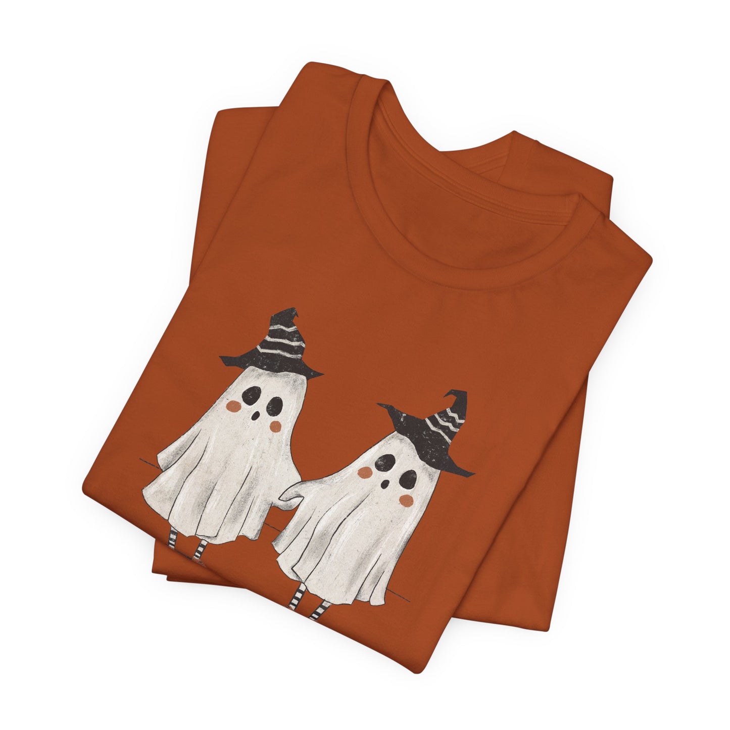 Halloween Double Ghost Tee — Cute Matching to Trouble Tee