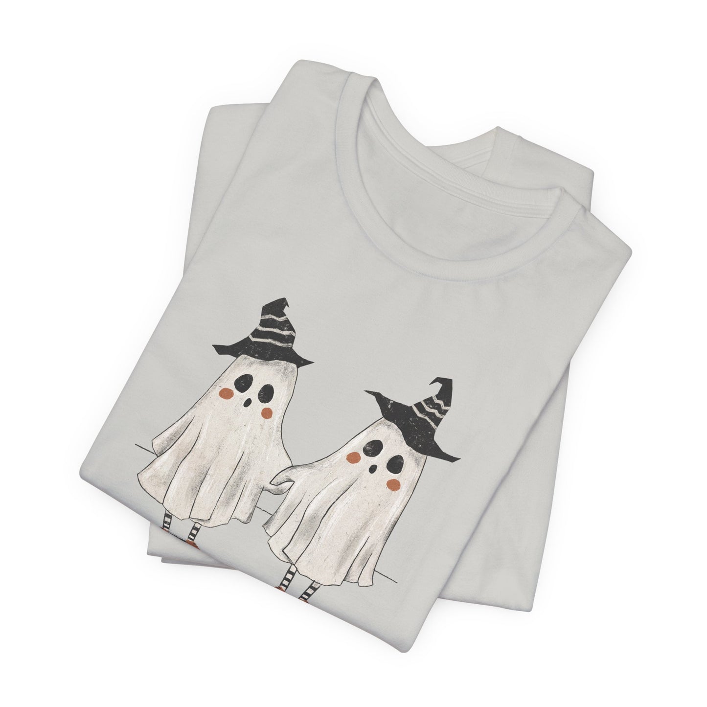 Halloween Double Ghost Tee — Cute Matching to Trouble Tee