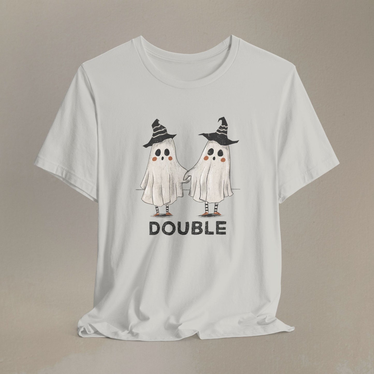 Halloween Double Ghost Tee — Cute Matching to Trouble Tee