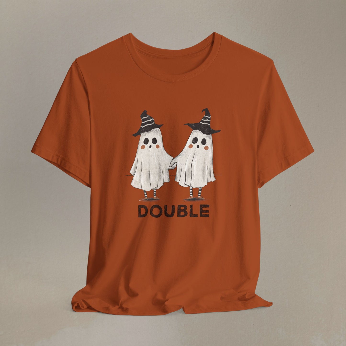 Halloween Double Ghost Tee — Cute Matching to Trouble Tee