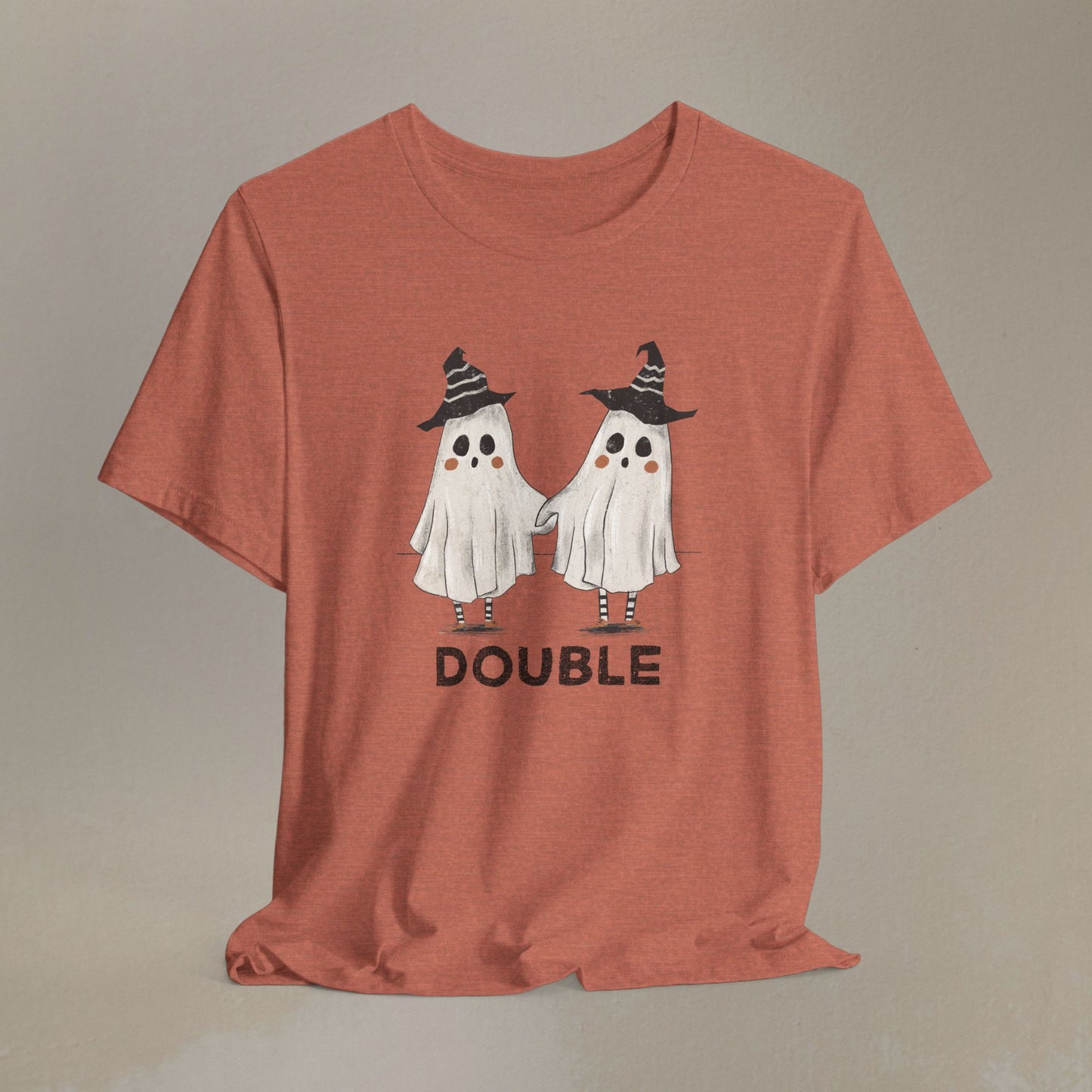 Halloween Double Ghost Tee — Cute Matching to Trouble Tee