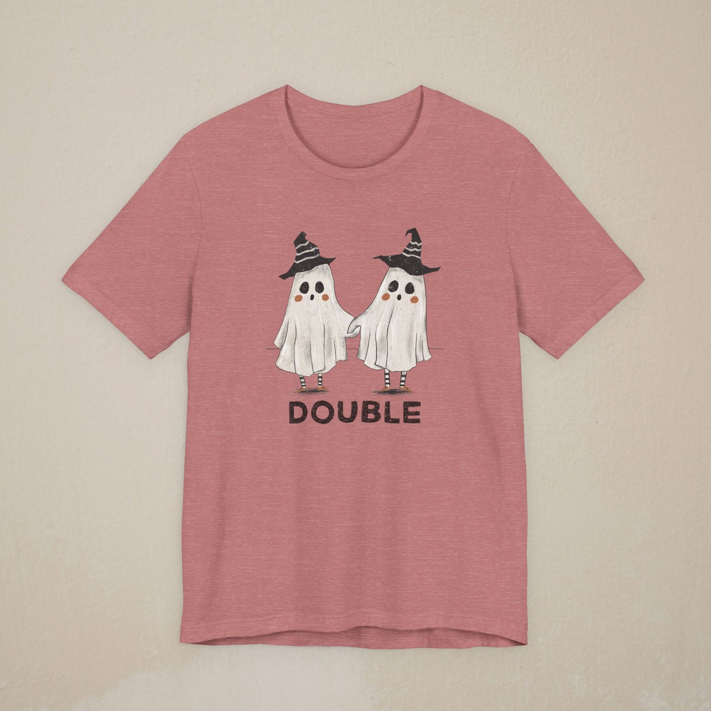 Halloween Double Ghost Tee — Cute Matching to Trouble Tee
