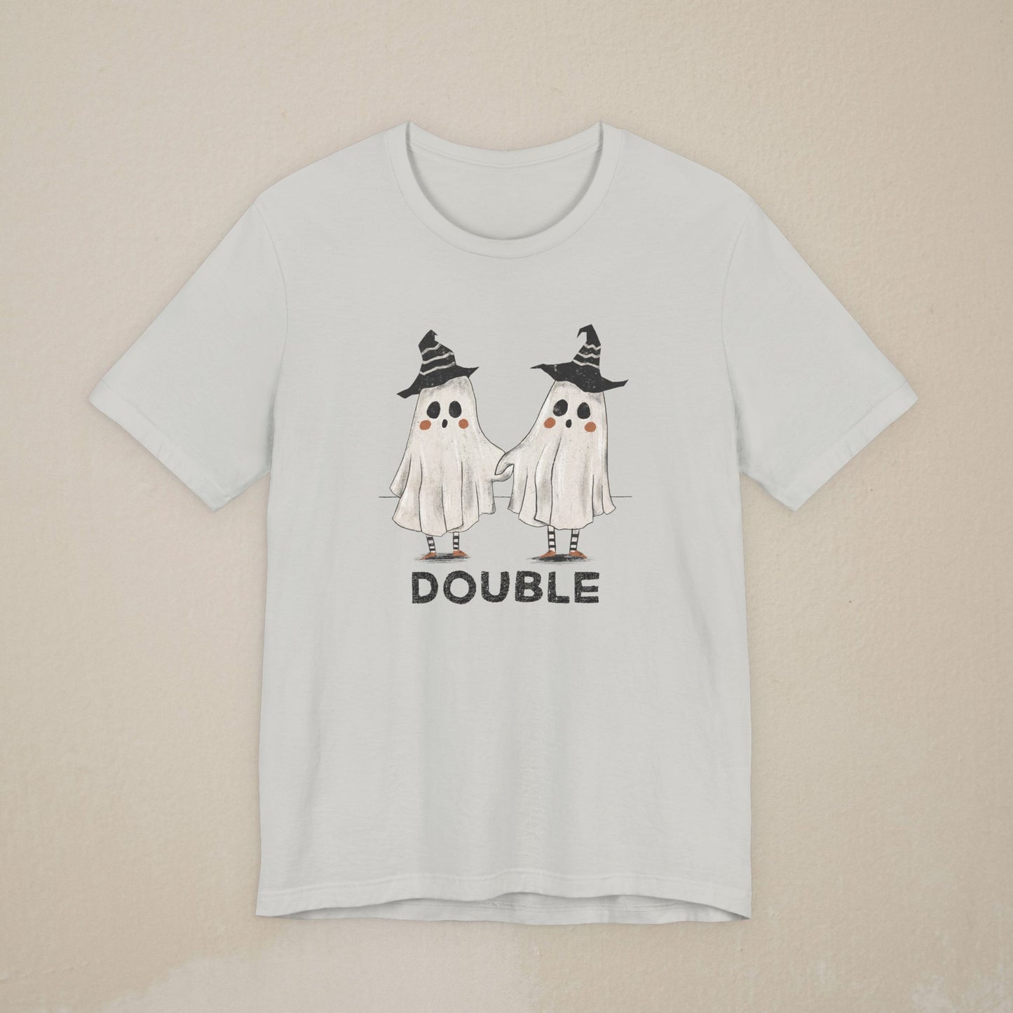 Halloween Double Ghost Tee — Cute Matching to Trouble Tee